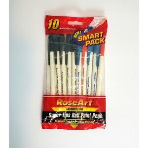 Rose Art Ball Point Pens Vintage NIP Super Tips Smart Pack Assorted Ink Medium